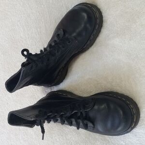 Vintage 90s Y2K Dr. Martens Black Leather Moto Combat Lace Up Boots